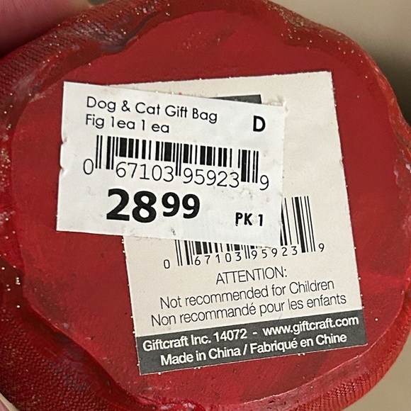 Holiday Cat and Dog Figurine in Red Bag - Picture 3 of 3